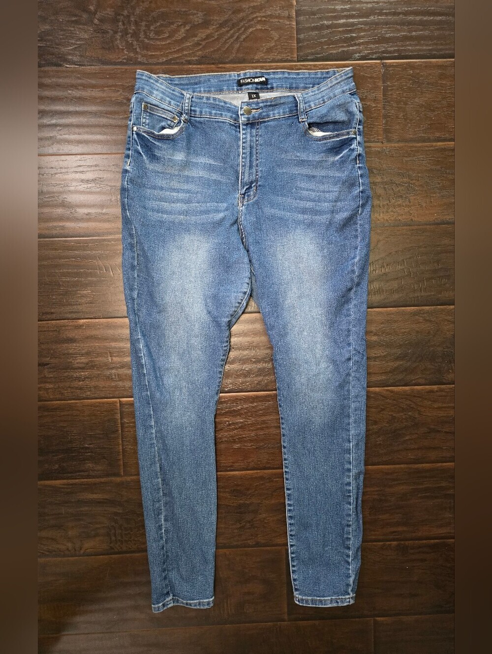 Fashion Nova Womens Straight Stretchy Blue Jeans 1X
